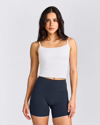SoftMotion™ Strappy Mid Tank Top with Built in Bra Shelf | White