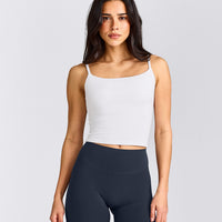 SoftMotion™ Strappy Mid Tank Top with Built in Bra Shelf | White