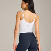 SoftMotion™ Strappy Mid Tank Top with Built in Bra Shelf | White