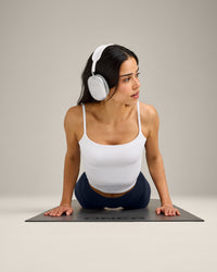 SoftMotion™ Strappy Mid Tank Top with Built in Bra Shelf | White