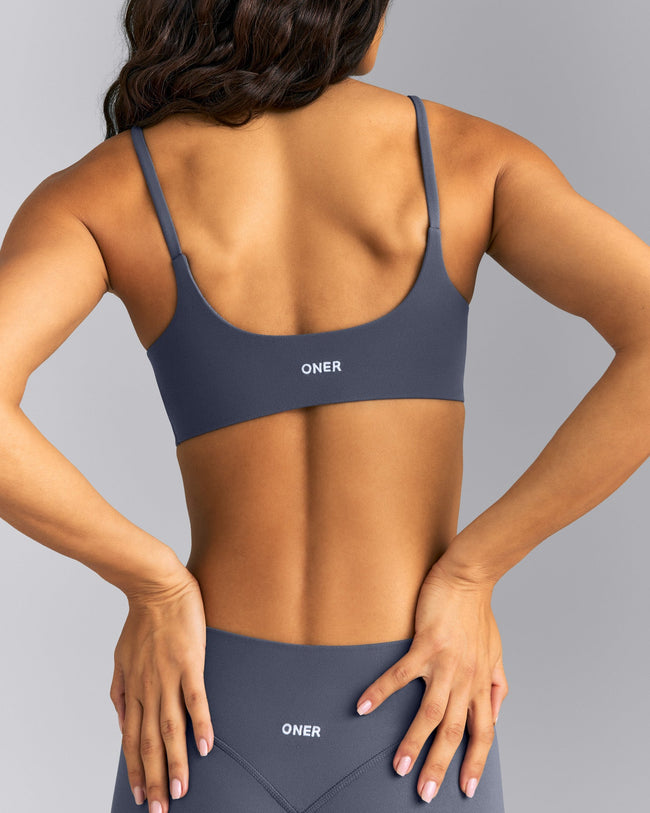 SoftMotion™ Strappy Sports Bra | Granite Blue