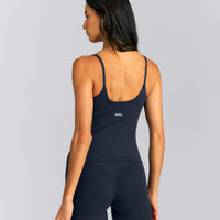 SoftMotion™ Strappy Tank Top with Built in Bra Shelf New Branding | True Blue