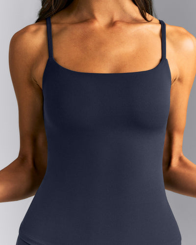 SoftMotion™ Strappy Tank Top with Built in Bra Shelf New Branding | True Blue