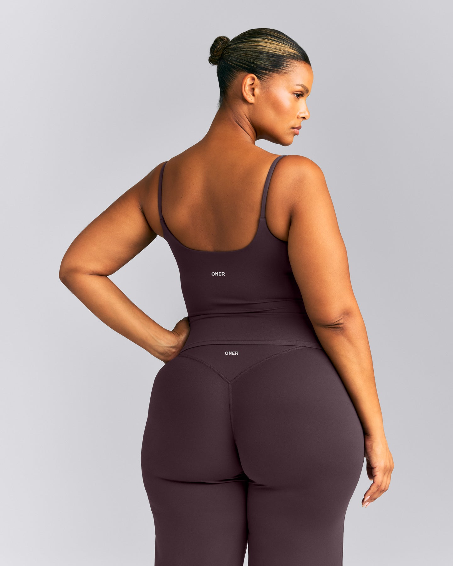 SoftMotion™ Strappy Tank Top with Built in Bra Shelf | Dark Umber Brown