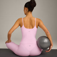 SoftMotion™ Strappy Vest with Built in Bra Shelf with Gray Logo | Chalk Pink