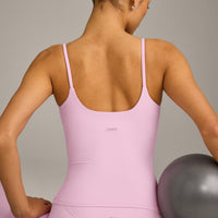 SoftMotion™ Strappy Vest with Built in Bra Shelf with Gray Logo | Chalk Pink