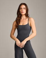 SoftMotion™ Strappy Vest with Built in Bra Shelf with Gray Logo | Coal