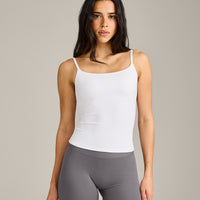 SoftMotion™ Strappy Tank Top with Built in Bra Shelf | White