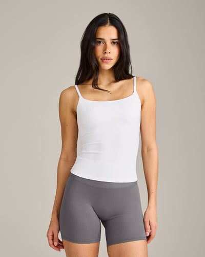 SoftMotion™ Strappy Tank Top with Built in Bra Shelf | White