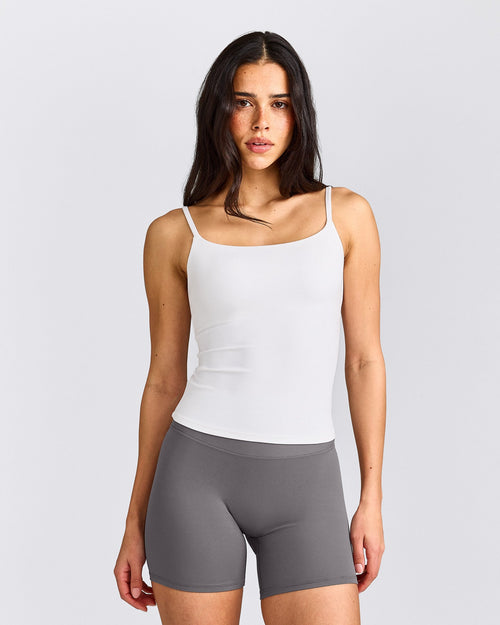 SoftMotion™ Strappy Tank Top with Built in Bra Shelf | White