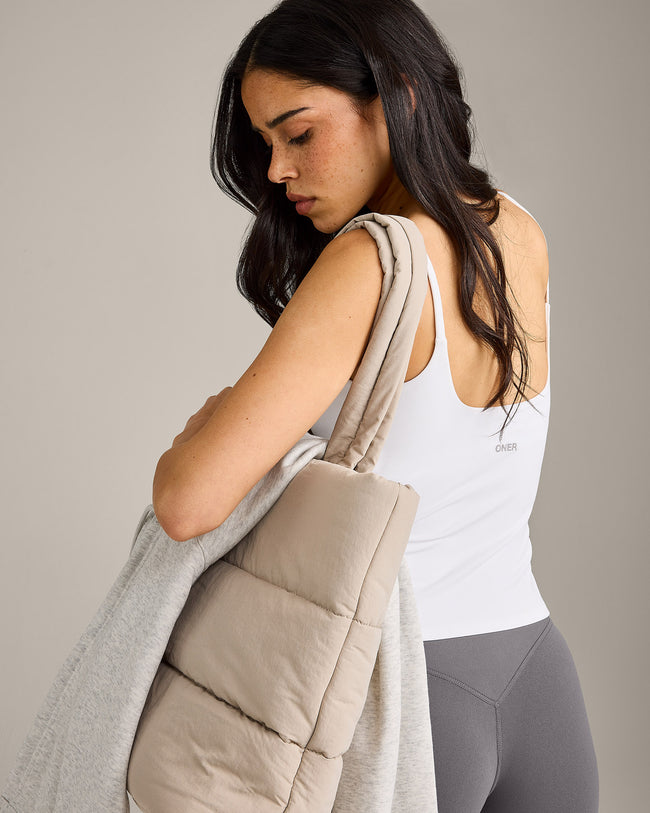 SoftMotion™ Strappy Tank Top with Built in Bra Shelf | White