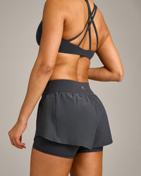 UnifiedMove Double Layer Shorts 5" with Reflective Logo | Coal