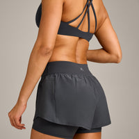 UnifiedMove Double Layer Shorts 5" with Reflective Logo | Coal