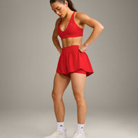 UnifiedMove™ Double Layer Shorts 5" with Reflective Logo | Muscle Mommy Red