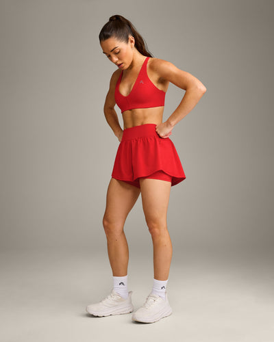 UnifiedMove™ Double Layer Shorts 5" with Reflective Logo | Muscle Mommy Red