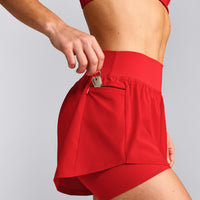 UnifiedMove™ Double Layer Shorts 5" with Reflective Logo | Muscle Mommy Red