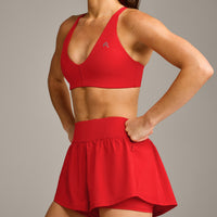 UnifiedMove™ Double Layer Shorts 5" with Reflective Logo | Muscle Mommy Red