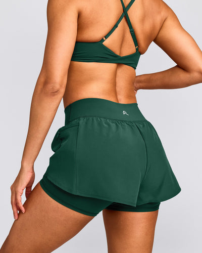 UnifiedMove™ Double Layer Shorts 5" with Reflective Logo | Racing Green