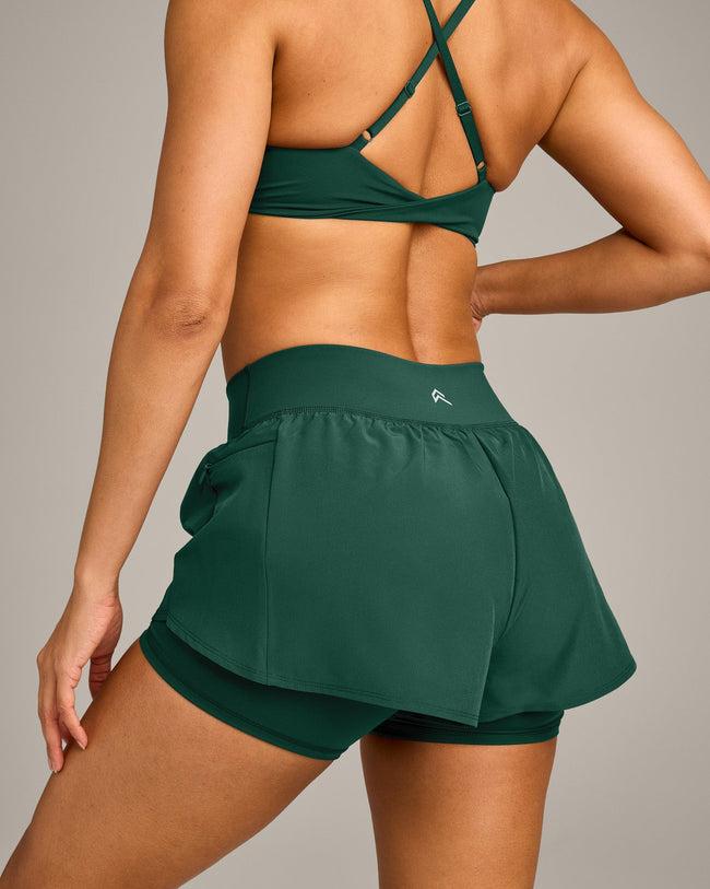 UnifiedMove Double Layer Shorts 5" with Reflective Logo | Racing Green