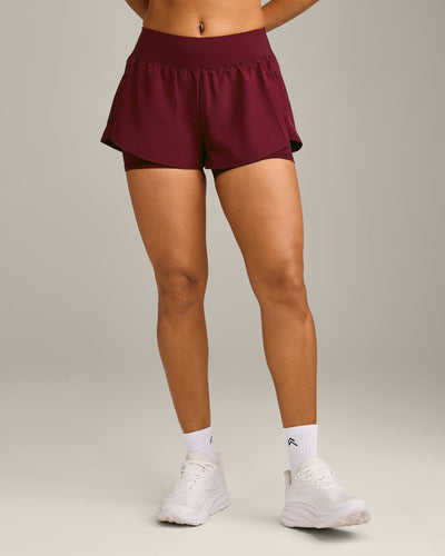 UnifiedMove Double Layer Shorts 5" with Reflective Logo | Rosewood