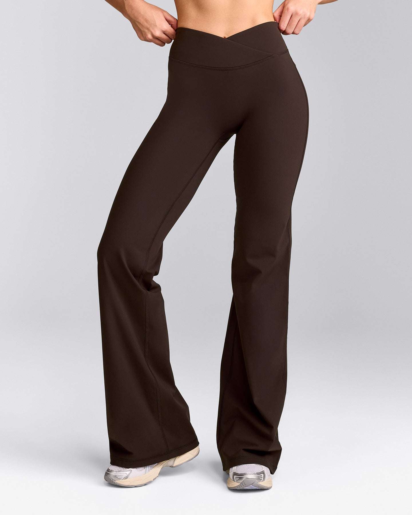 UnifiedMove™ Wrap Flared Pants with Reflective Logo | 70% Cocoa