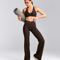 UnifiedMove™ Wrap Flared Pants with Reflective Logo | 70% Cocoa
