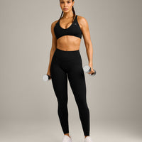 UnifiedMove High Waisted Leggings with Reflective Logo | Black