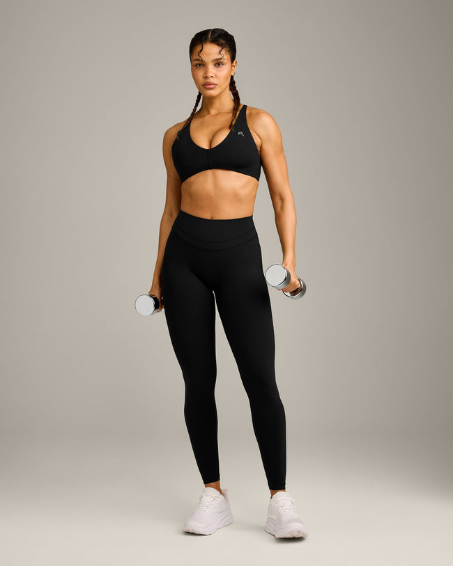 UnifiedMove High Waisted Leggings with Reflective Logo | Black