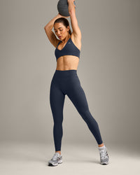 UnifiedMove High Waisted Leggings with Reflective Logo | True Blue