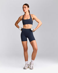 UnifiedMove™ High Waisted Shorts 6" with Reflective Logo | True Blue