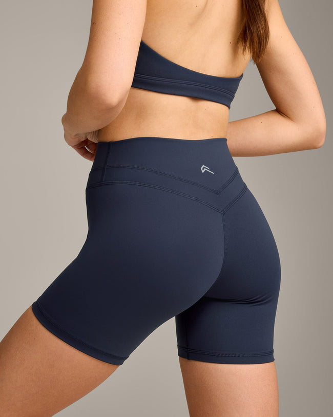 UnifiedMove High Waisted Shorts 6" with Reflective Logo | True Blue