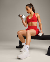 UnifiedMove™ Micro Bralette with Reflective Logo | Muscle Mommy Red