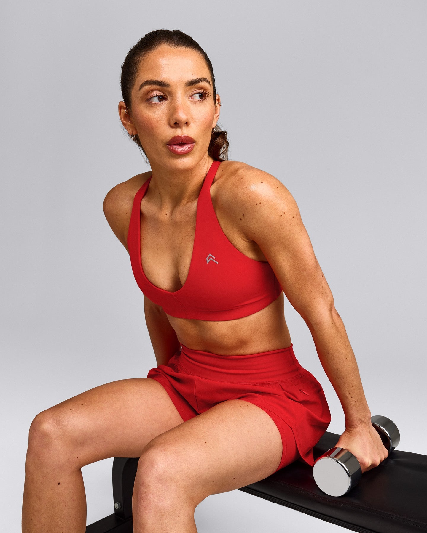 UnifiedMove™ Micro Bralette with Reflective Logo | Muscle Mommy Red
