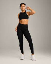 UnifiedMove High Waisted Pocket Leggings with Reflective Logo | Black