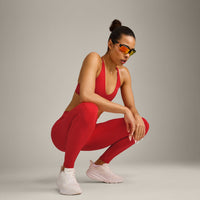 UnifiedMove™ Pocket Leggings with Bonding with Reflective Logo | Muscle Mommy Red