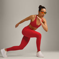 UnifiedMove™ Pocket Leggings with Bonding with Reflective Logo | Muscle Mommy Red