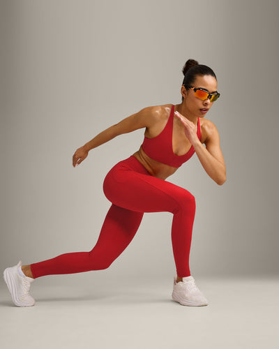 UnifiedMove™ Pocket Leggings with Bonding with Reflective Logo | Muscle Mommy Red