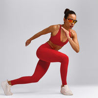 UnifiedMove™ Pocket Leggings with Bonding with Reflective Logo | Muscle Mommy Red