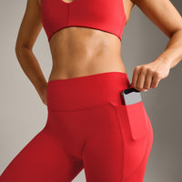 UnifiedMove™ Pocket Leggings with Bonding with Reflective Logo | Muscle Mommy Red