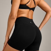 UnifiedMove High Waisted Pocket Shorts 6" with Reflective Logo | Black