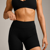 UnifiedMove High Waisted Pocket Shorts 6" with Reflective Logo | Black