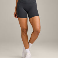 UnifiedMove High Waisted Pocket Shorts 6" with Reflective Logo | Coal