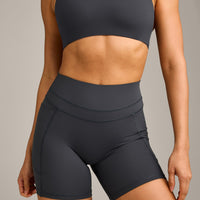 UnifiedMove High Waisted Pocket Shorts 6" with Reflective Logo | Coal