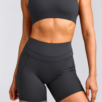 UnifiedMove™ High Waisted Pocket Shorts 6" with Reflective Logo | Coal
