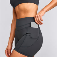 UnifiedMove™ High Waisted Pocket Shorts 6" with Reflective Logo | Coal
