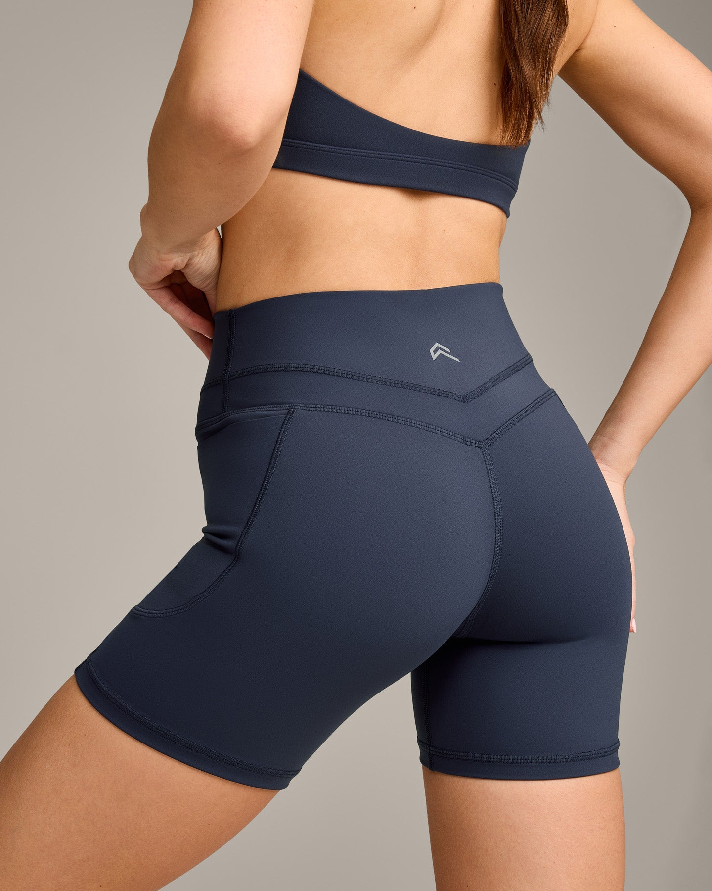 UnifiedMove High Waisted Pocket Shorts 6" with Reflective Logo | True Blue