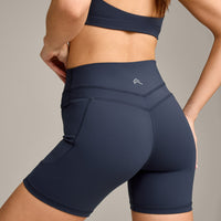 UnifiedMove High Waisted Pocket Shorts 6" with Reflective Logo | True Blue