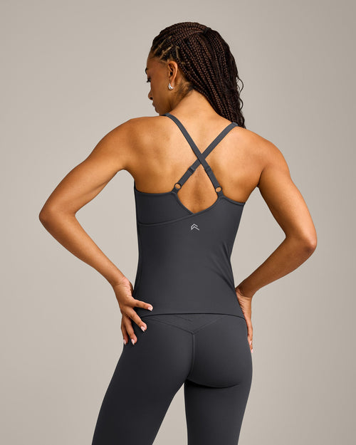 UnifiedMove™ V Neck Cross Back Tank Top with Reflective Logo | Coal