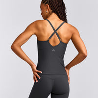 UnifiedMove™ V Neck Cross Back Tank Top with Reflective Logo | Coal