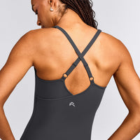 UnifiedMove™ V Neck Cross Back Tank Top with Reflective Logo | Coal